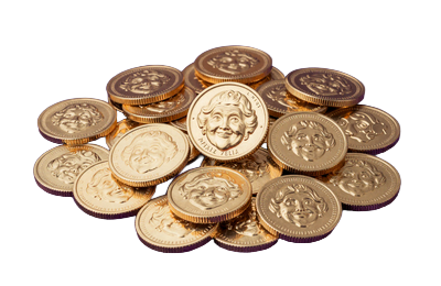 Stapel goldener Granny Coins Loyalty-W&auml;hrung SpinGranny