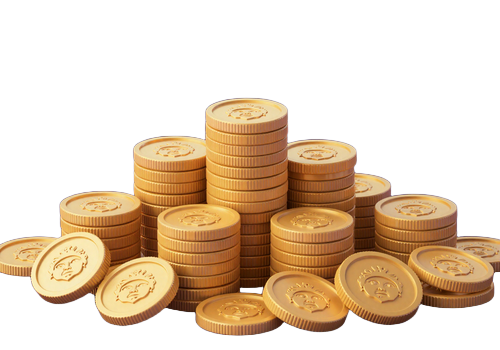 Stapel goldener Granny Coins Loyalty W&auml;hrung SpinGranny Casino